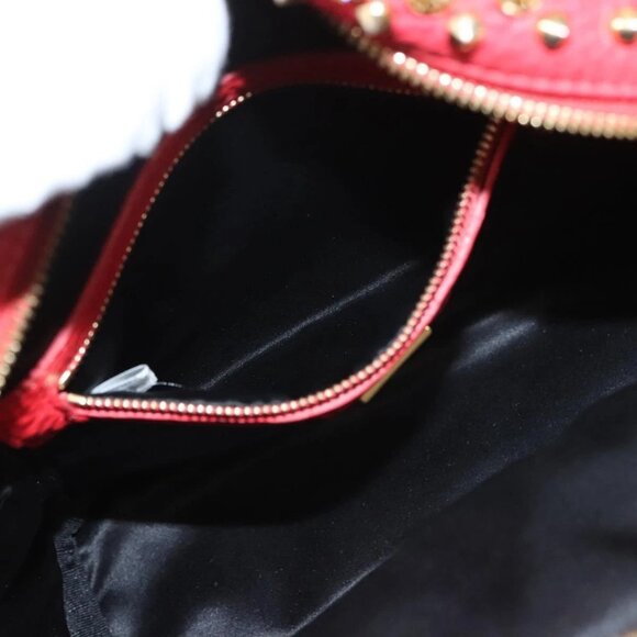 MCM Studs Backpack Leather Red Gold bst584-112825 - Picture 12 of 16